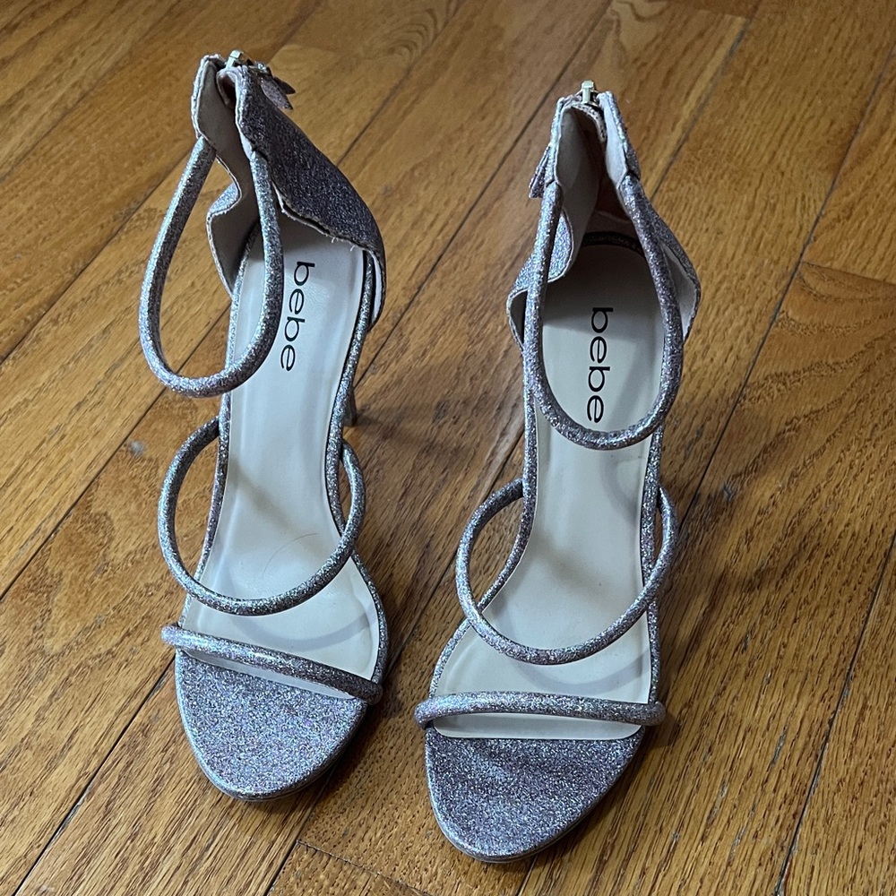 Bebe Glittering Silver Heels